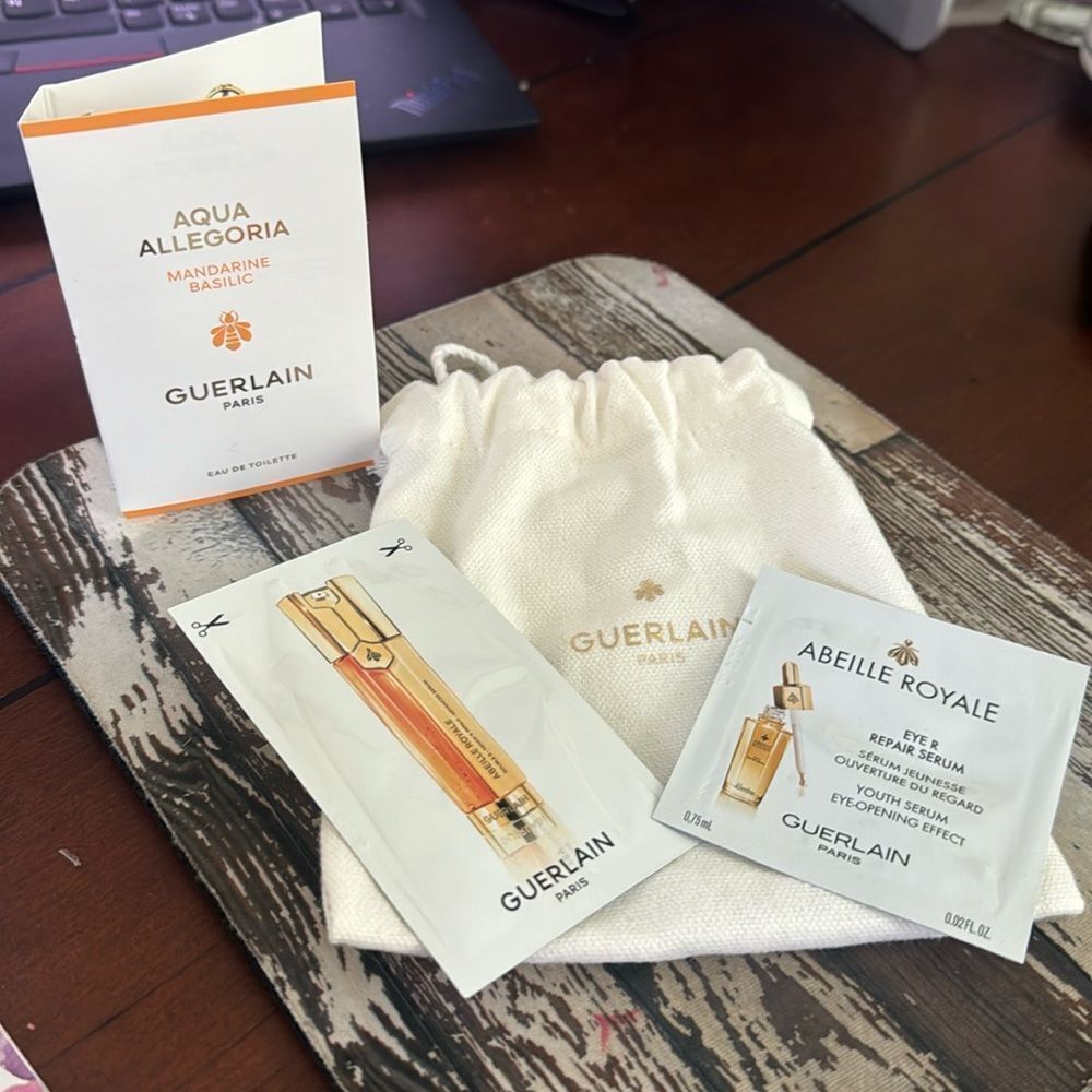 Guerlain Set Aqua Allegoria Test Purse Spray & 2 Sample Facial Eye Products